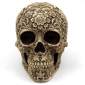 Witt Creative Gold Floral Skull Halloween scene bar atmosphere resin white skull ornament