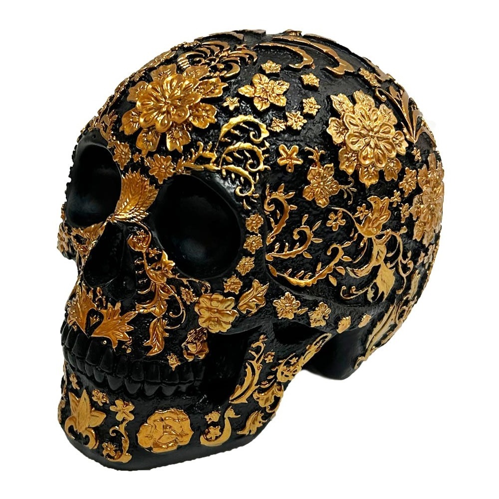 Witt Creative Gold Floral Skull Halloween scene bar atmosphere resin white skull ornament