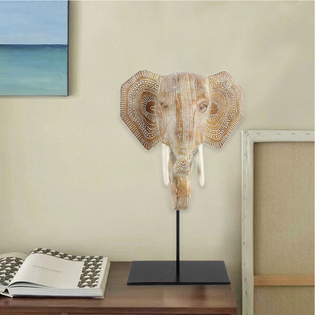 Nordic light luxury gold resin elephant restaurant decoration piece proboscis elephant head home decor