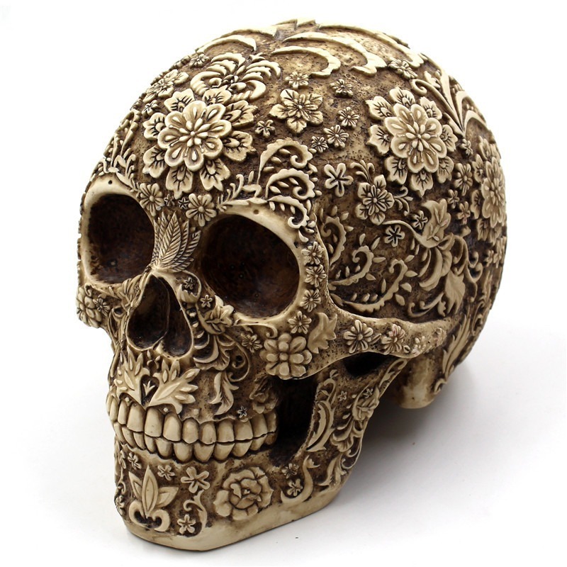 Witt Creative Gold Floral Skull Halloween scene bar atmosphere resin white skull ornament