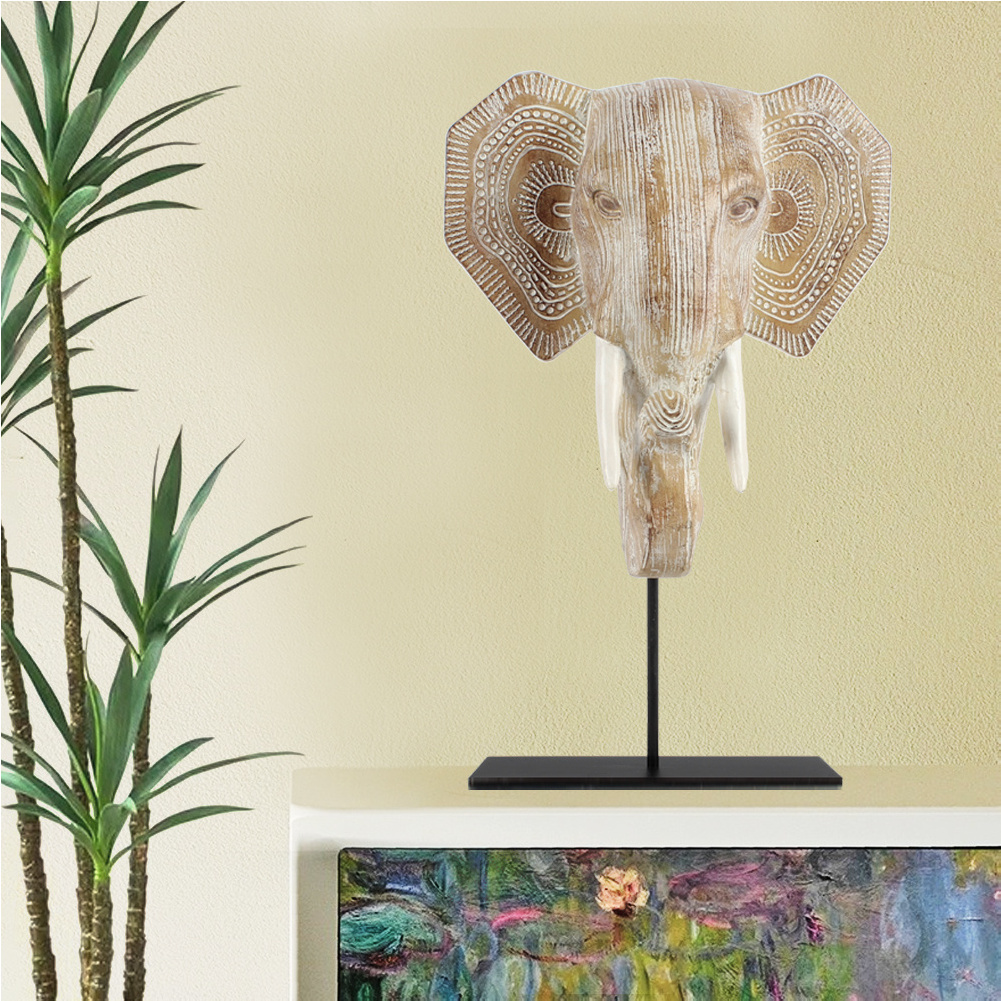 Nordic light luxury gold resin elephant restaurant decoration piece proboscis elephant head home decor