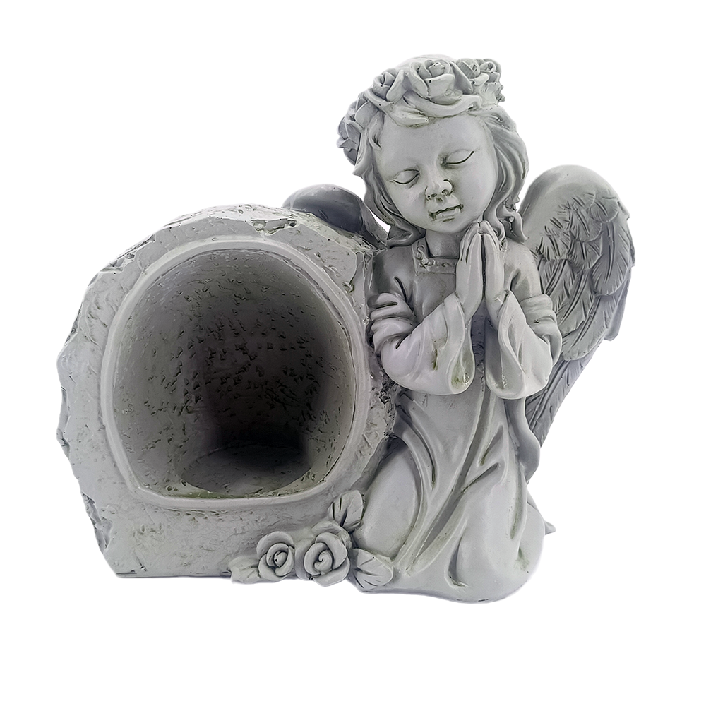 European resin handicraft decoration angel candle holder solar lamp cemetery figure vase statue decoration