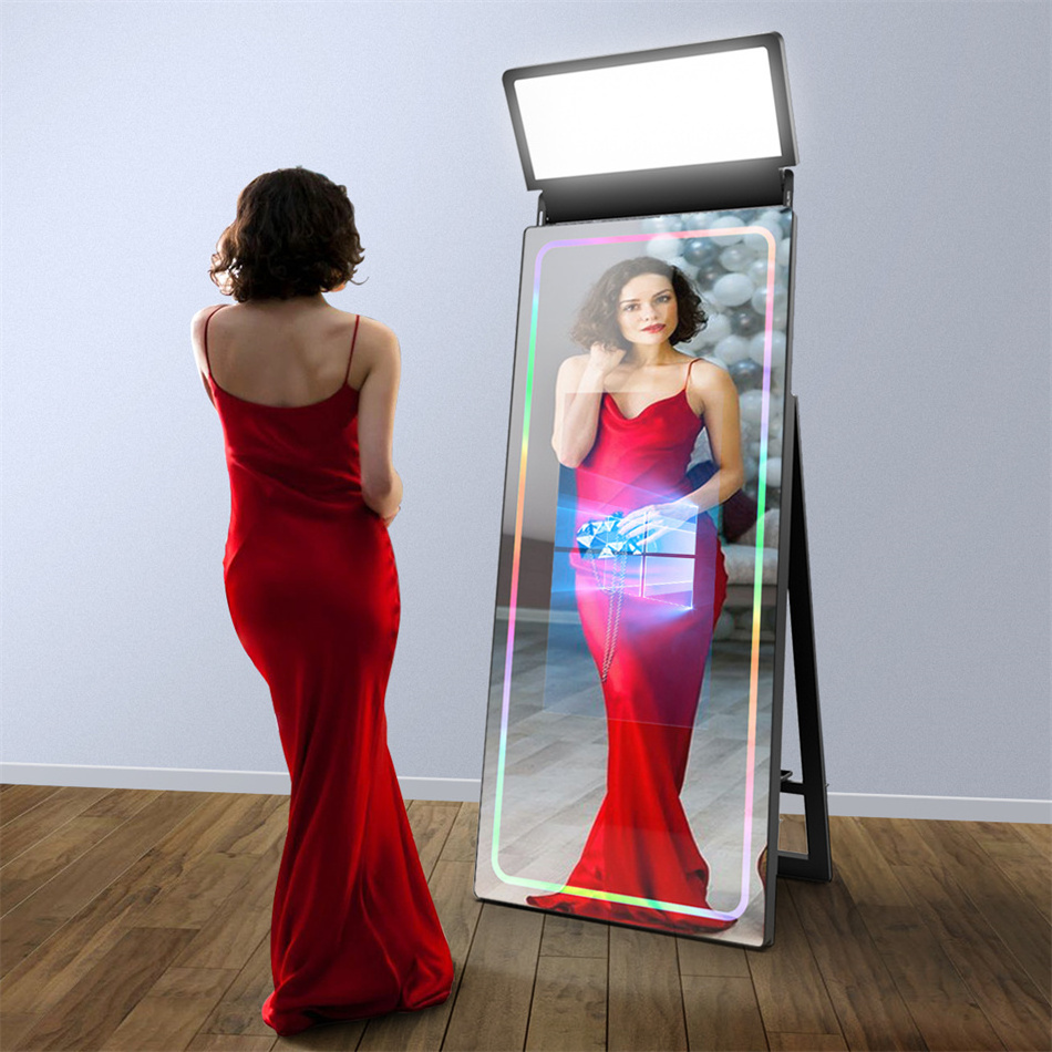 Selfie Magic Mirror Augmented Wedding Vogue Reality Photo Booth Kiosk With Printer Led Frame