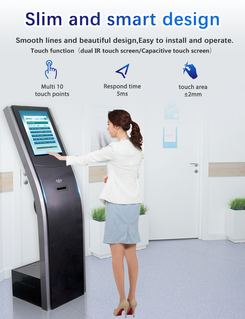 17 inch black queue management system queue system ticket dispenser with Calling System