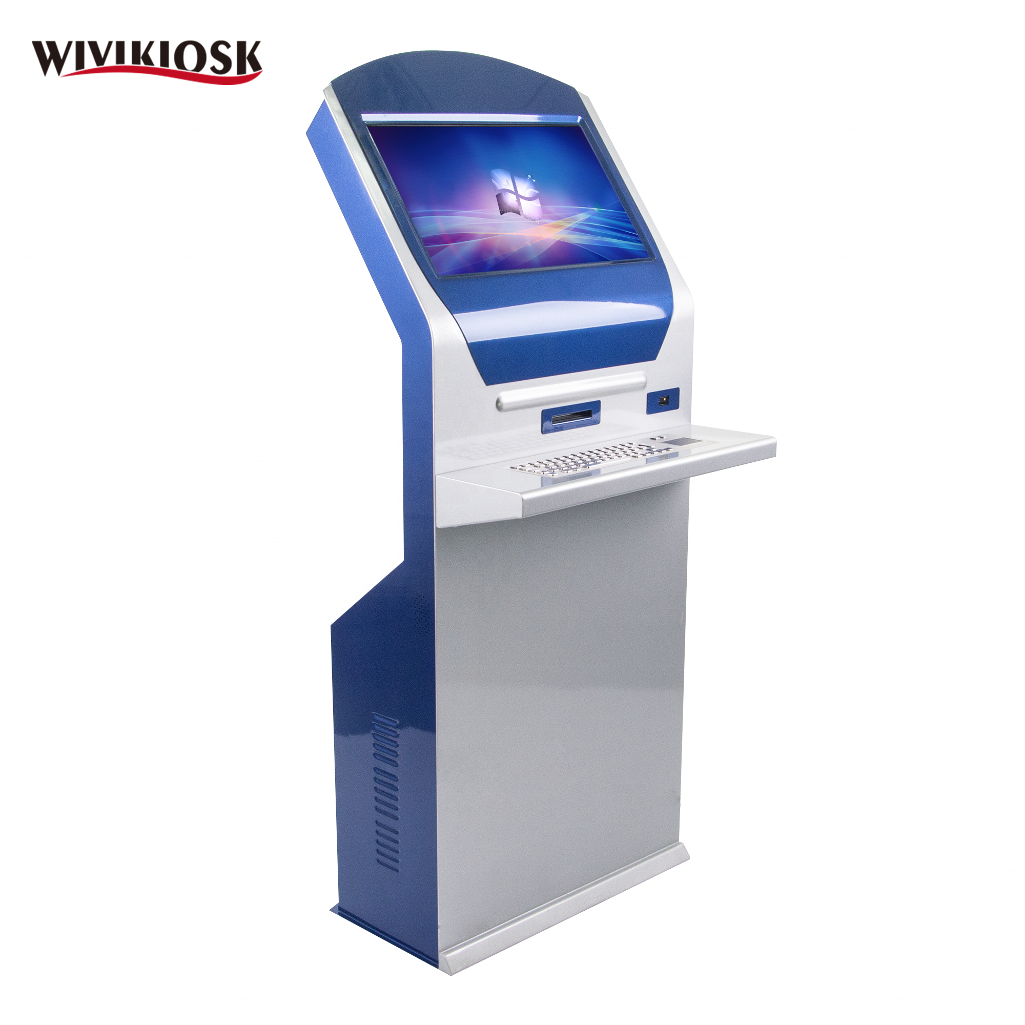 21.5inch  bank/e-govenment/hospital self-service queue kiosk with metal keyboard/80mm thermal printer/QR code barcode scan