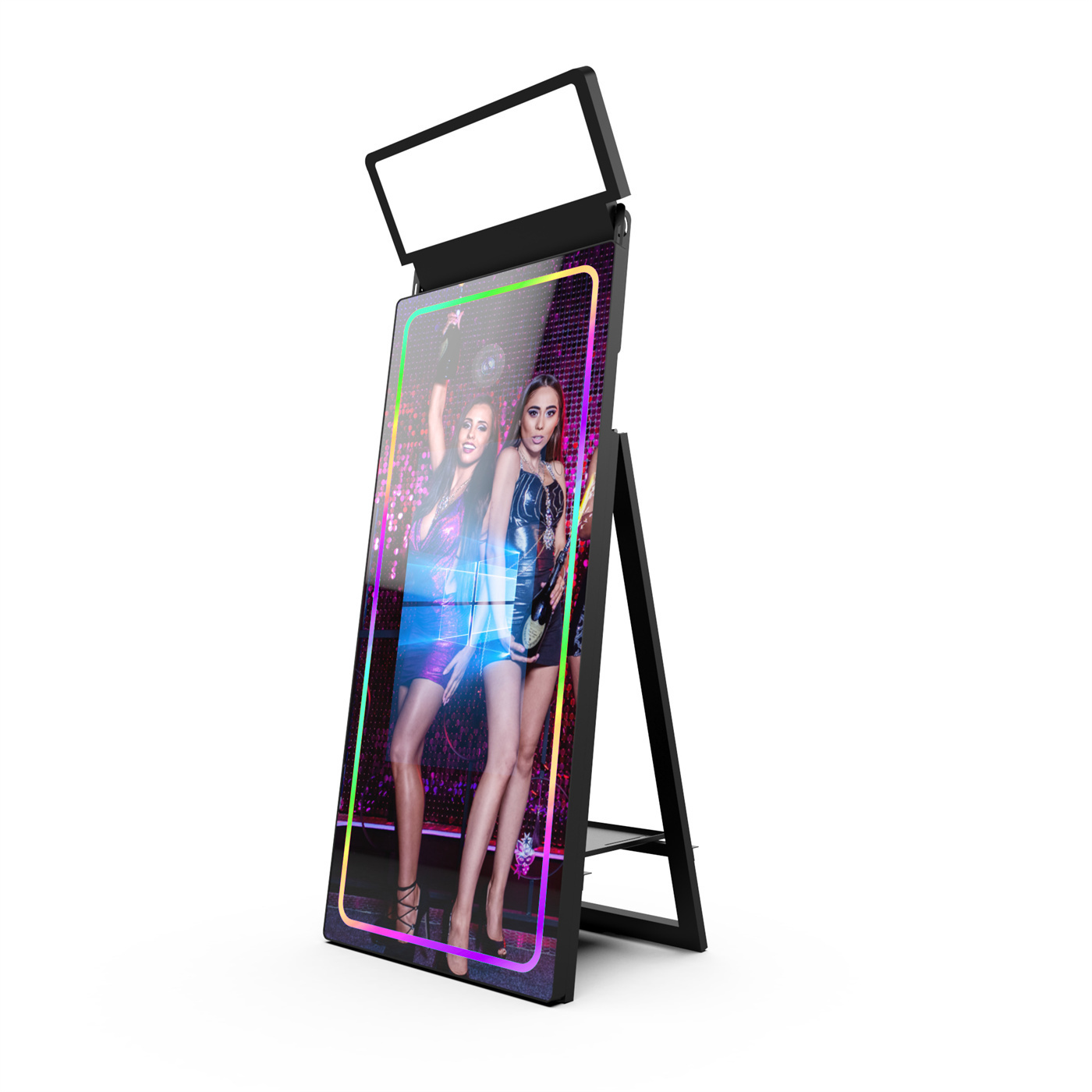 Selfie Magic Mirror Augmented Wedding Vogue Reality Photo Booth Kiosk With Printer Led Frame