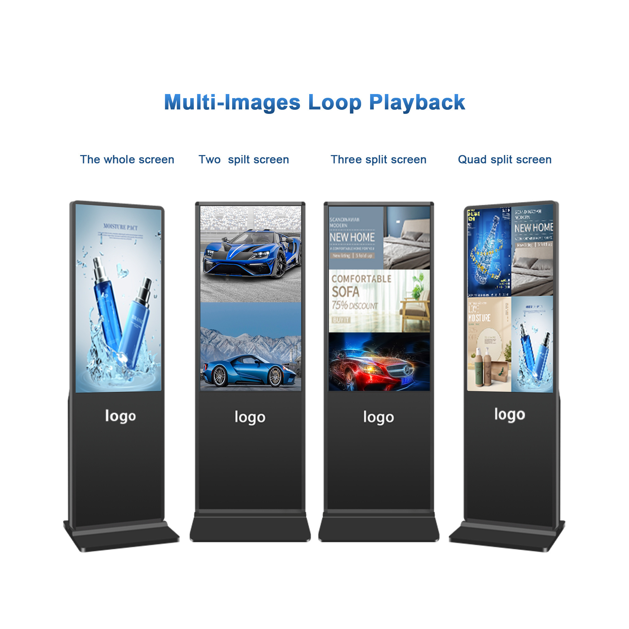 55inch super thin advertising digital signage totem software lcd kiosk