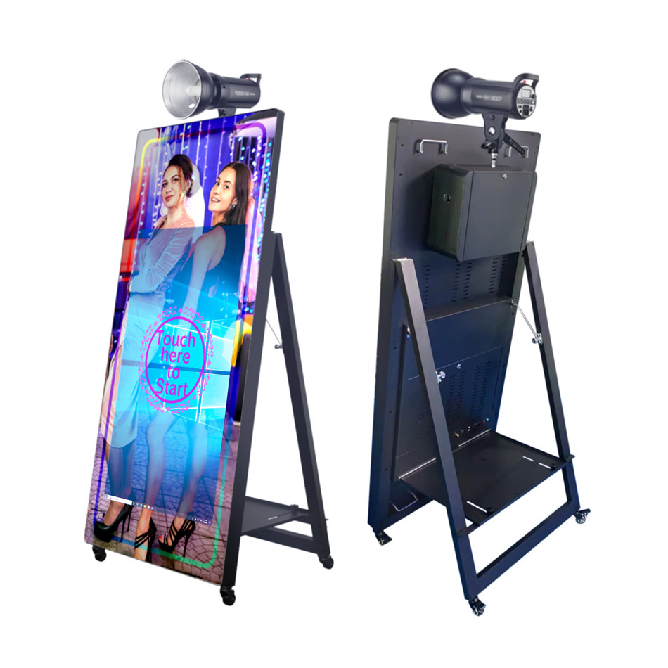 Magic 65 inch black folding mirror photo booth con camara drop shipping