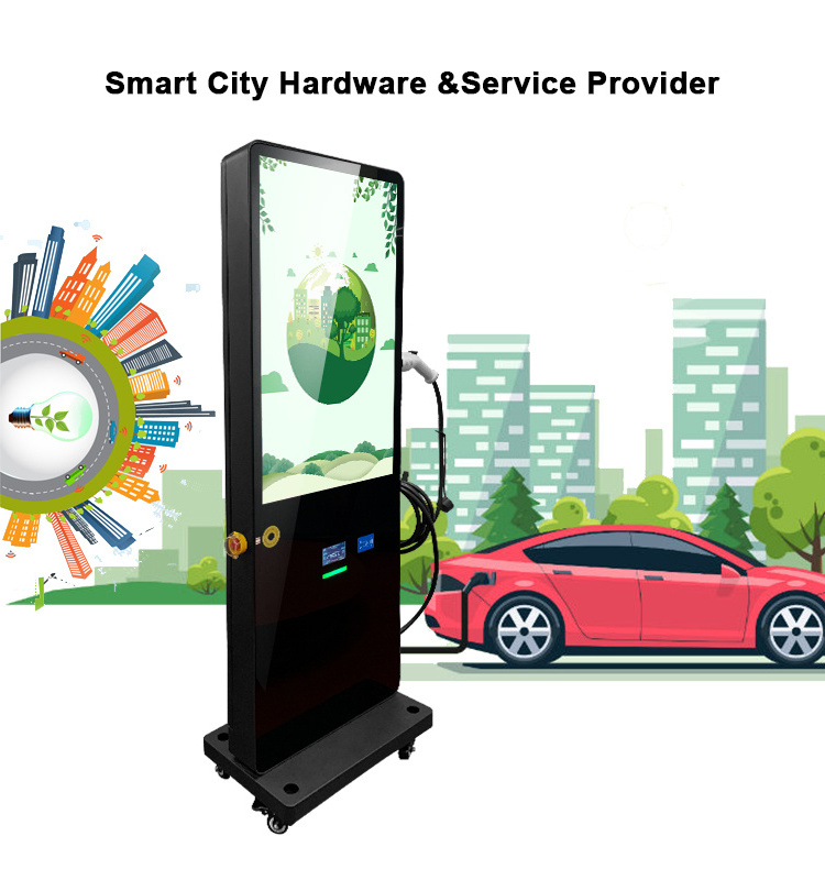 High Brightness Free Standing Electric Vehicle Charging Station Digital Kiosk