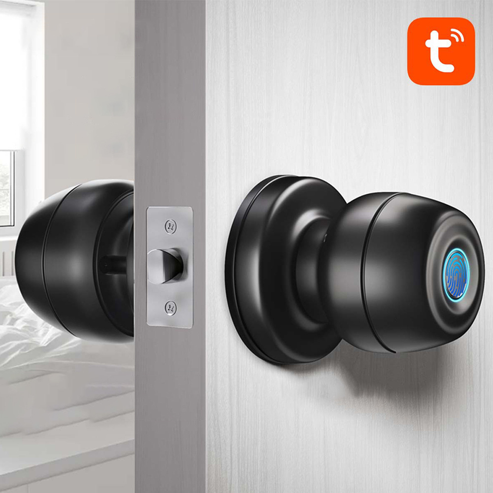 Tuya Ble Smart Door Lock Cylinder Auto Fingerprint Ball Smart Knob Key For Interior Doors