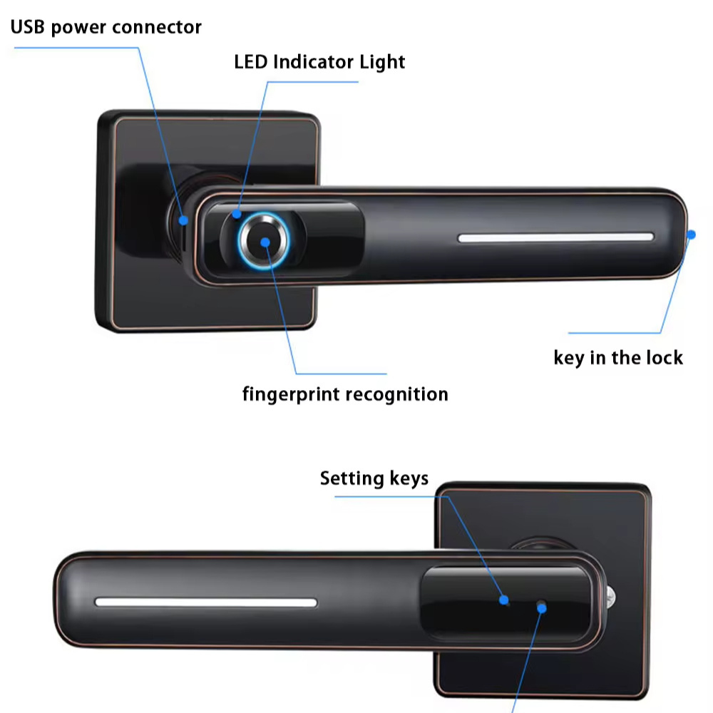 electromagnetic lock Digital Fingerprint Door Handle Lock Low Price Digital Smart Doorlock