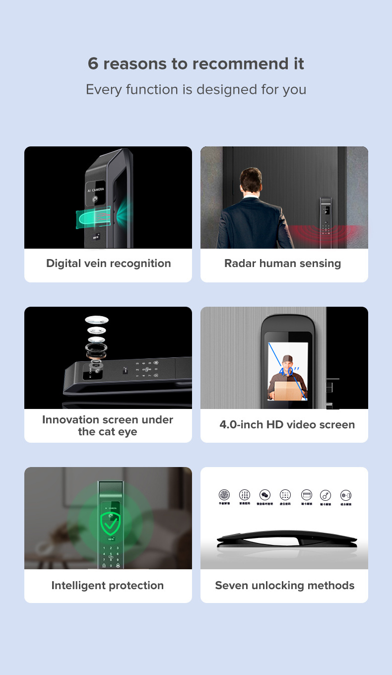 Fingerprint Smart Door Lock Password Keyless Apartment Room Lock APP Digital Door Lock