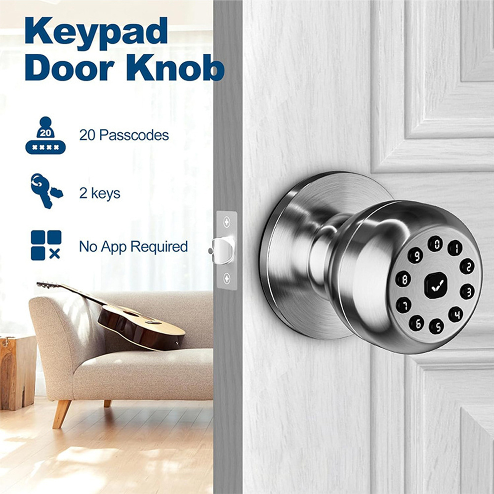 digital keypad knob lock Keyless Smart Cylinder Digital Keypad Knob Lock With Number Pad