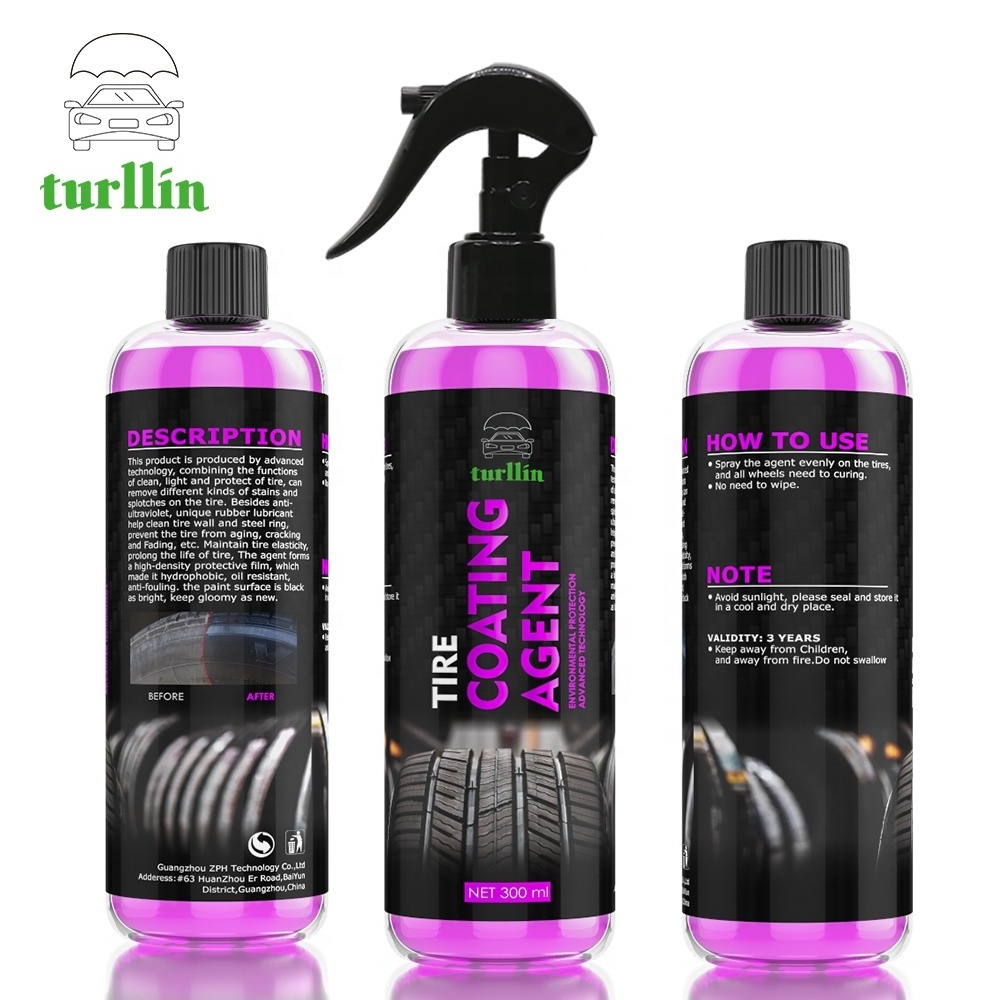 Turllin Manufacturer Customized Logo Tyre Shine Restore Spray Wheel Re-black Glossy Coating tire coating agent