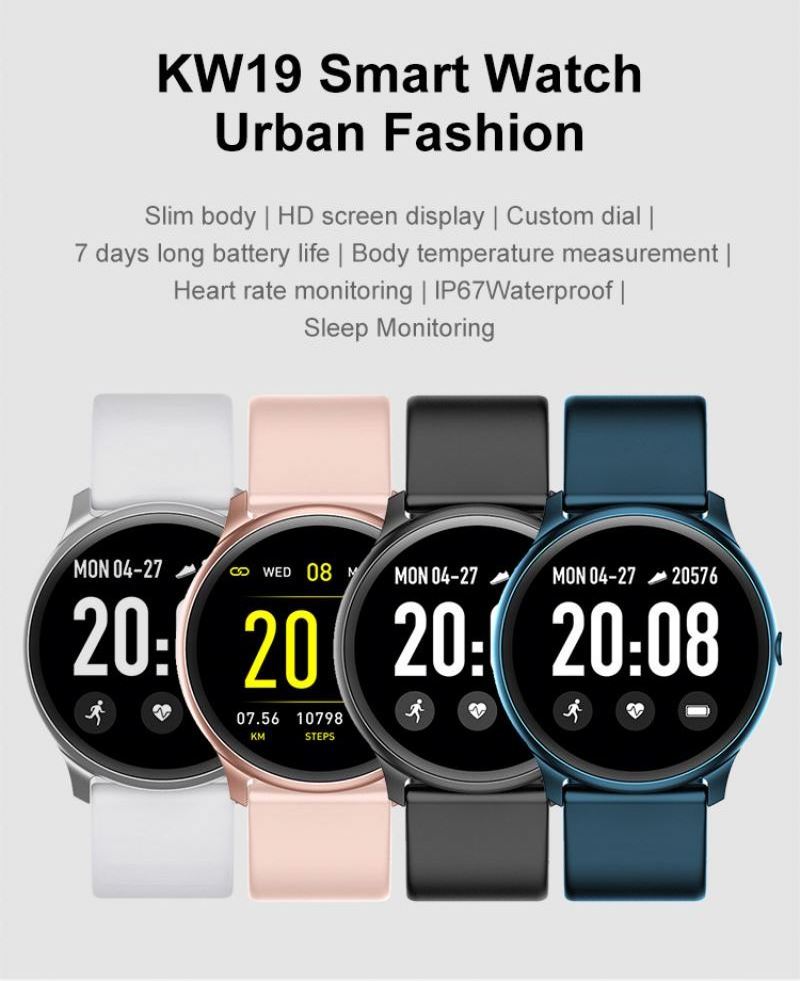 2021 New Arrival kw19 blood glucose meter smart watch smart watch water proof