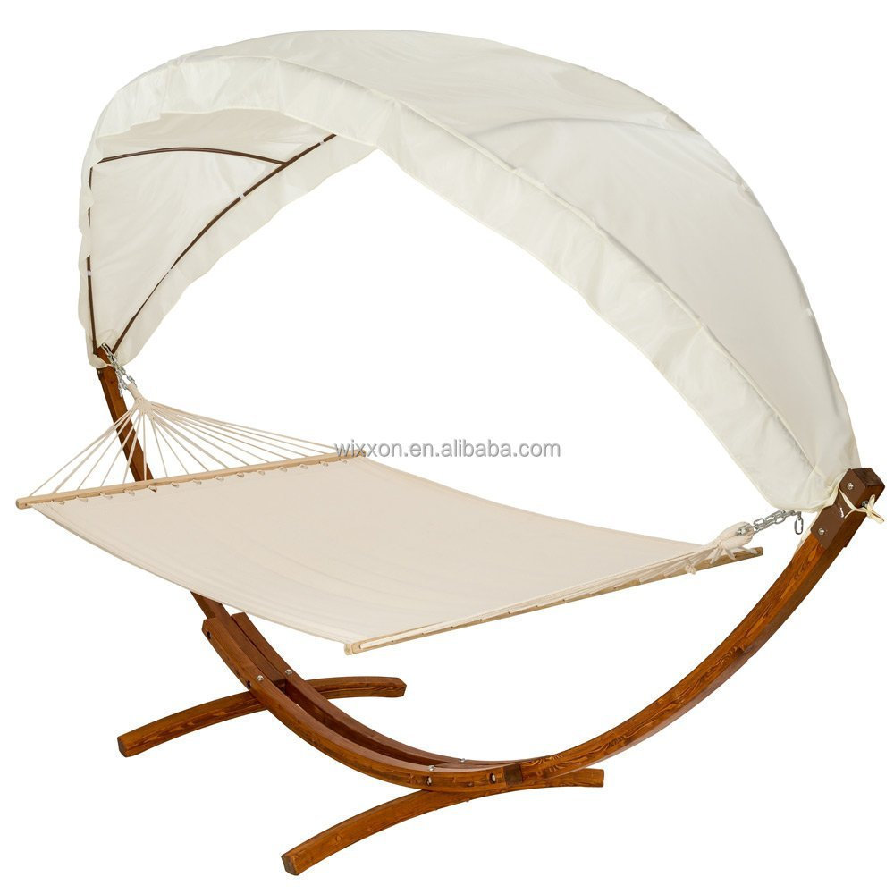 KD Design Garden Wooden Patio Hanging Hammock With Canopy