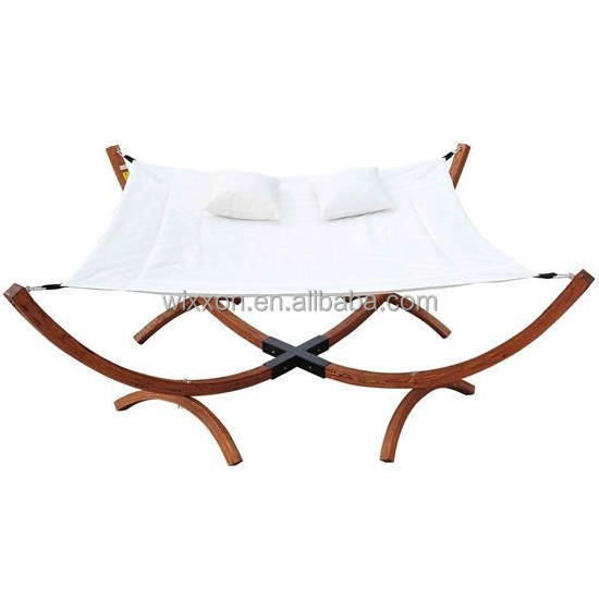 Square Wooden Hammock Stand With Hammock & Canopy