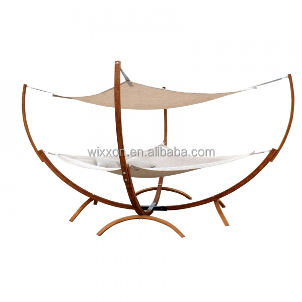 Square Wooden Hammock Stand With Hammock & Canopy