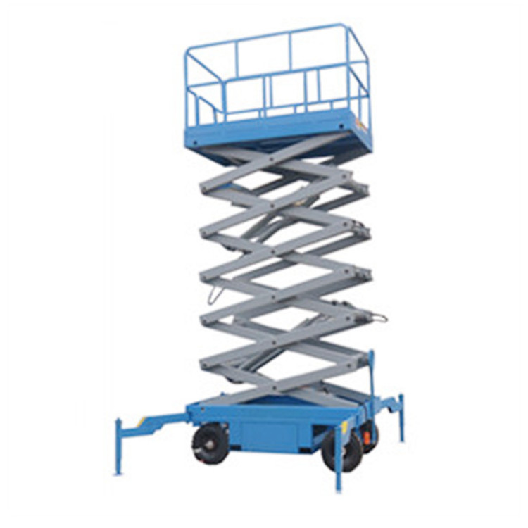 China WIZ factory sales cheap price manual mobile man lift towable scissor lift for aerial work