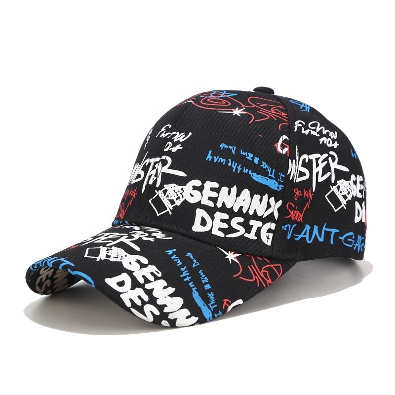 Personalized Letters Printed 6 Panel Outdoor Sport Hat Unisex Graffiti Baseball Cap Ready To Ship