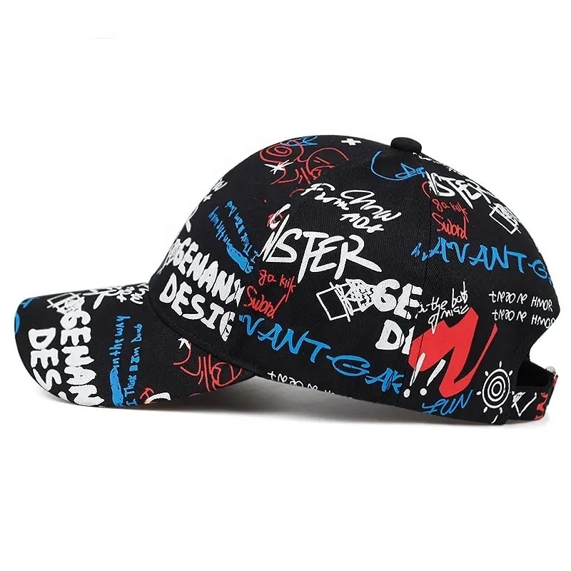 Personalized Letters Printed 6 Panel Outdoor Sport Hat Unisex Graffiti Baseball Cap Ready To Ship