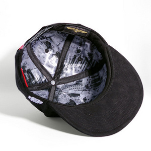 Custom 5/6 panel flat brim satin lined cap flat brim snapback cap satin lined baseball cap