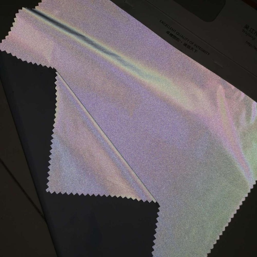 Nylon rainbow reflective color changing silver color fabric for fashion clothing