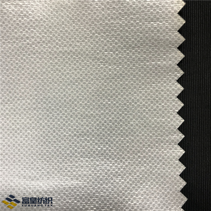 Breathable waterproof softshell taslan fabric laminated with white tpu film