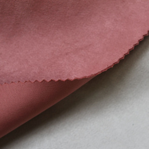 China direct textiles 100% polyester suede fabric,adhesive backed fabric velvet,synthetic leather suede bonded faux fur fabrics