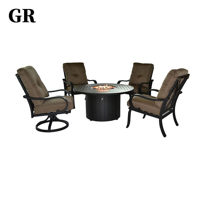 Traditional Cast Aluminum Outdoor Furniture Garden Luxury Dining Fire Pit Table