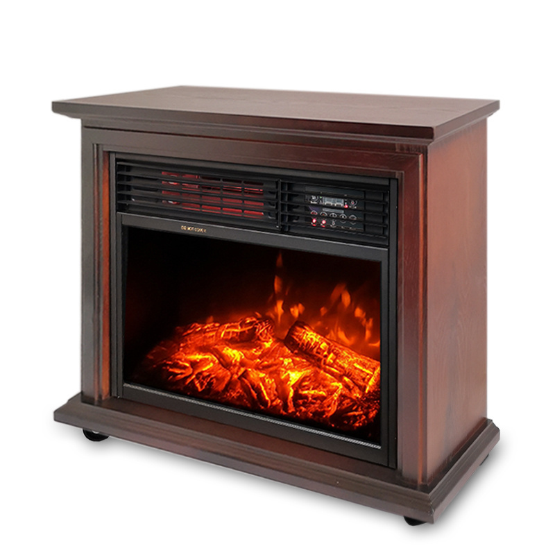 28 inch Portable 3d flame wooden Infrared Freestanding ELECTRIC HEATER fireplace