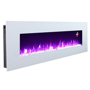 white elegant decorative wall mounted electric fireplace with led decor flame