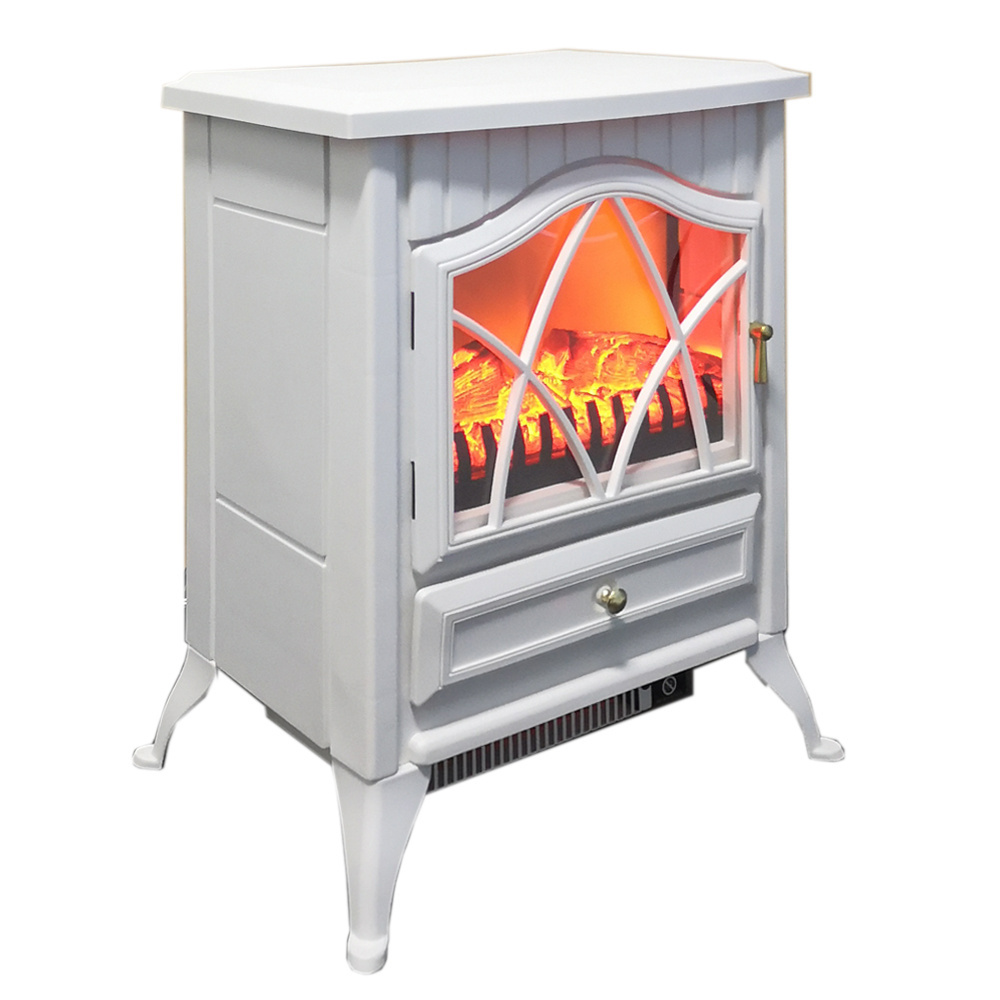 Freestanding home Decorative flame white Portable tabletop steel electric fireplace heater