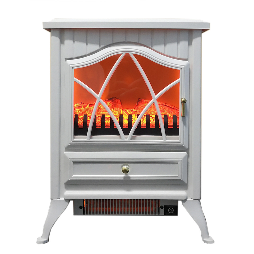 Freestanding home Decorative flame white Portable tabletop steel electric fireplace heater