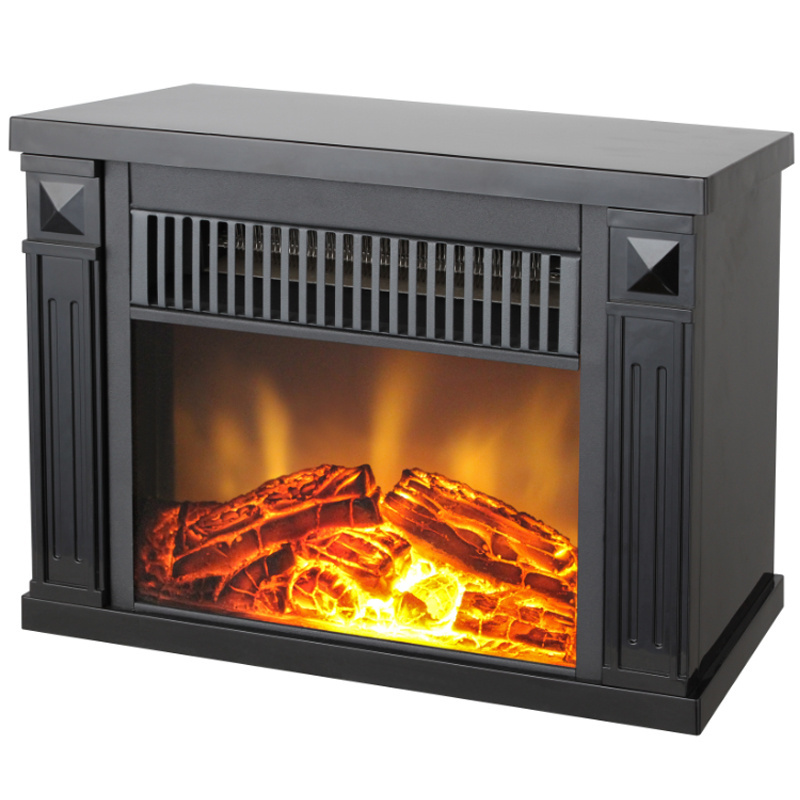 mini freestanding electric fireplace on table stove