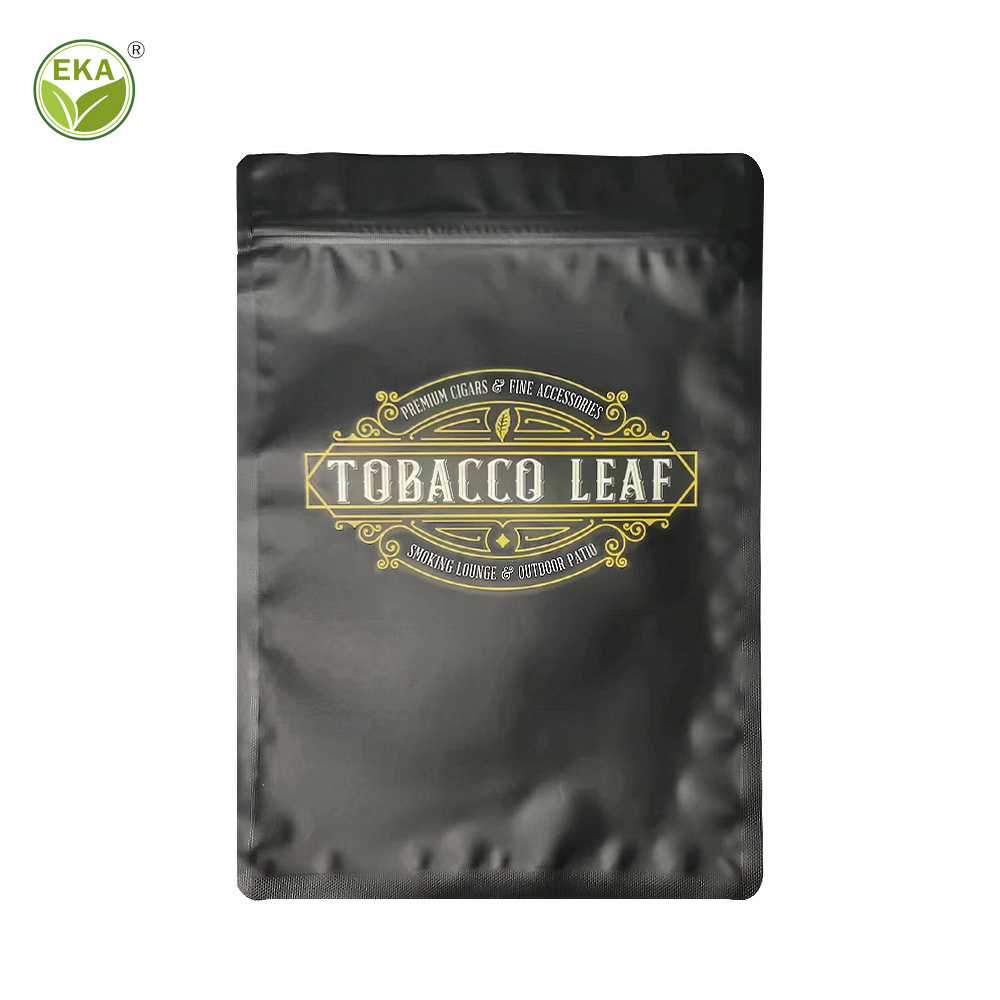 Custom Flat Biodegradable Water Smell Proof 10g 20g Resealable Cigar Mylar Ziplock Printed Pouch Packaging Plastic Tobacco Bag