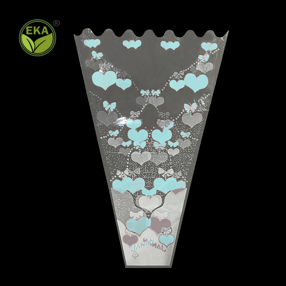 Perforated Eco PP Customised Printed Cellophane Transparent Wrapping Packaging Plastic Clear Bouquet Bag Flower Sleeve