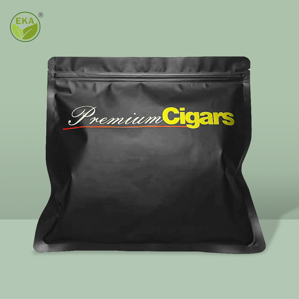 Custom Flat Biodegradable Water Smell Proof 10g 20g Resealable Cigar Mylar Ziplock Printed Pouch Packaging Plastic Tobacco Bag