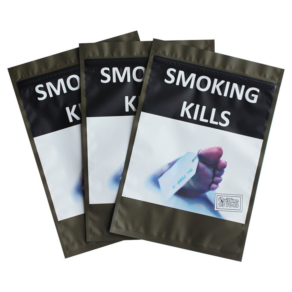 2023 food grade aluminum foil smoking accessories packaging resealable ziplock tobacco bags