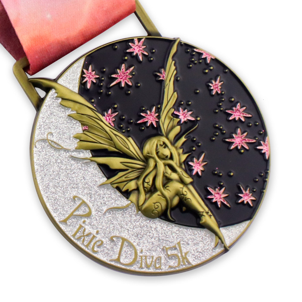 Manufacturer custom design snowflake running pageant sports metal medals