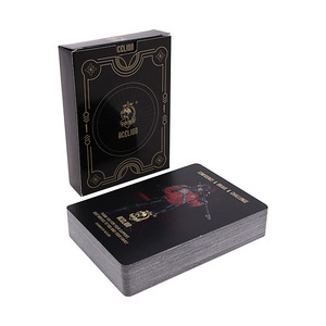 Print 310gsm Black Core Paper Black Branded Casino Luxury Four Color Playing Cards Custom Poker Cards