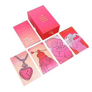 OEM Custom Printing Wholesale Print Your Own Pink Rose Love Box Gold Foil Edge Paper Tarot Card Decks With Guidebook