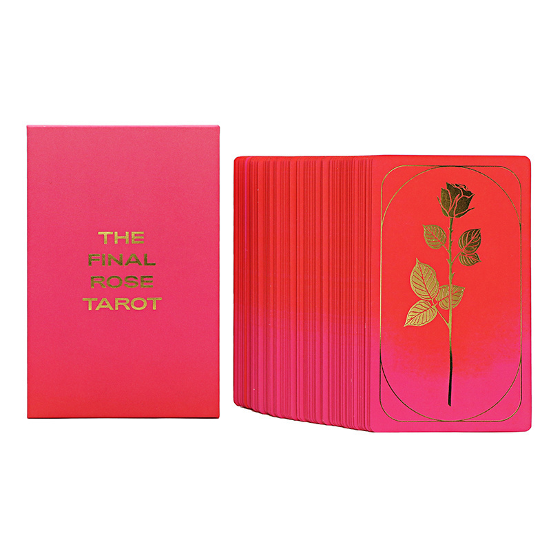 OEM Custom Printing Wholesale Print Your Own Pink Rose Love Box Gold Foil Edge Paper Tarot Card Decks With Guidebook