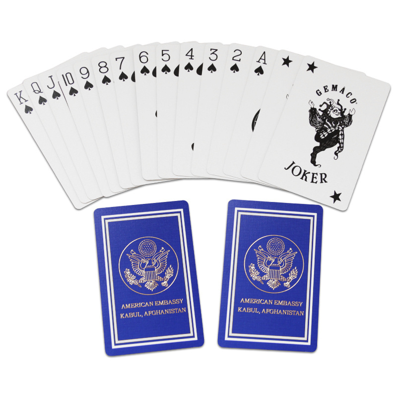 Printer Durable Matte Cheap Golden Buy Custom Logo Print Poker PVC Waterproof Black Plastic Front And Back Playing Cards