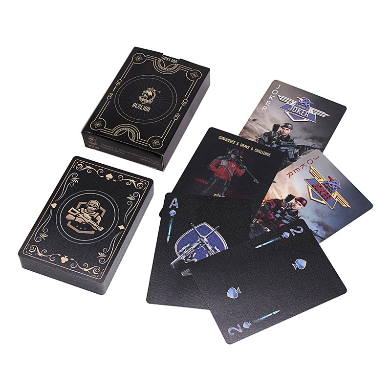 Custom LOGO Printing Paper holographic marking personalised 54 plastic pvc poker waterproof black playing cards