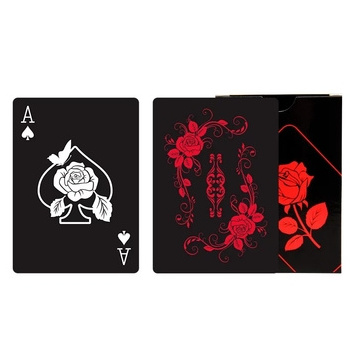 15-Years Factory Custom Printing Black Red Rose Plastic Deck PVC Waterproof Poker Cards With Tuck Box