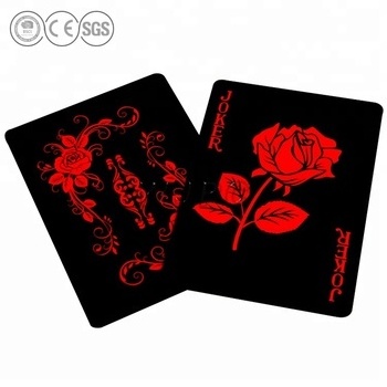 15-Years Factory Custom Printing Black Red Rose Plastic Deck PVC Waterproof Poker Cards With Tuck Box