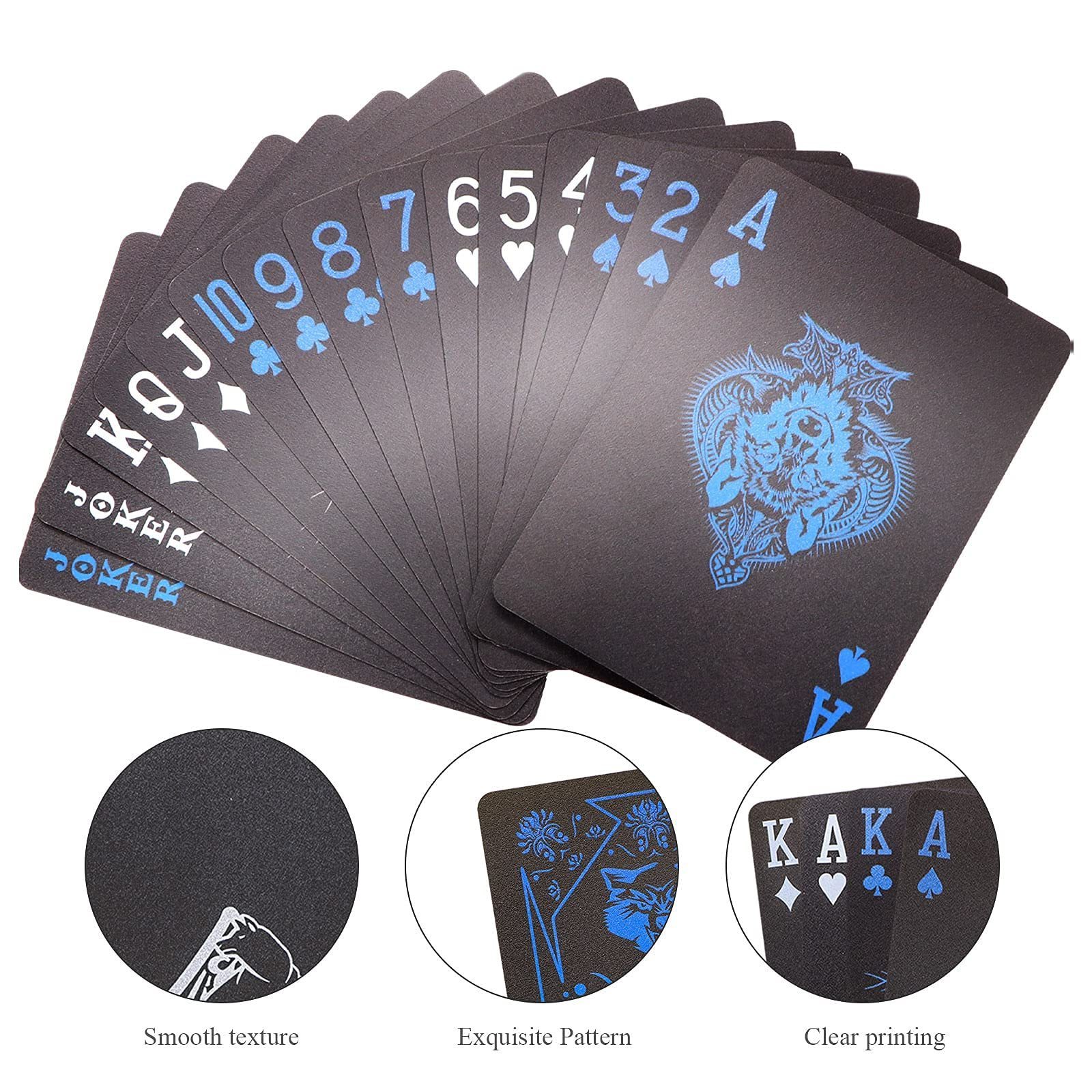 WJPC Cool Black Wolf 54 Poker Cards Game In Stock Deck Of Card Custom Waterproof Material Elastic PVC Plastic Playing Cards