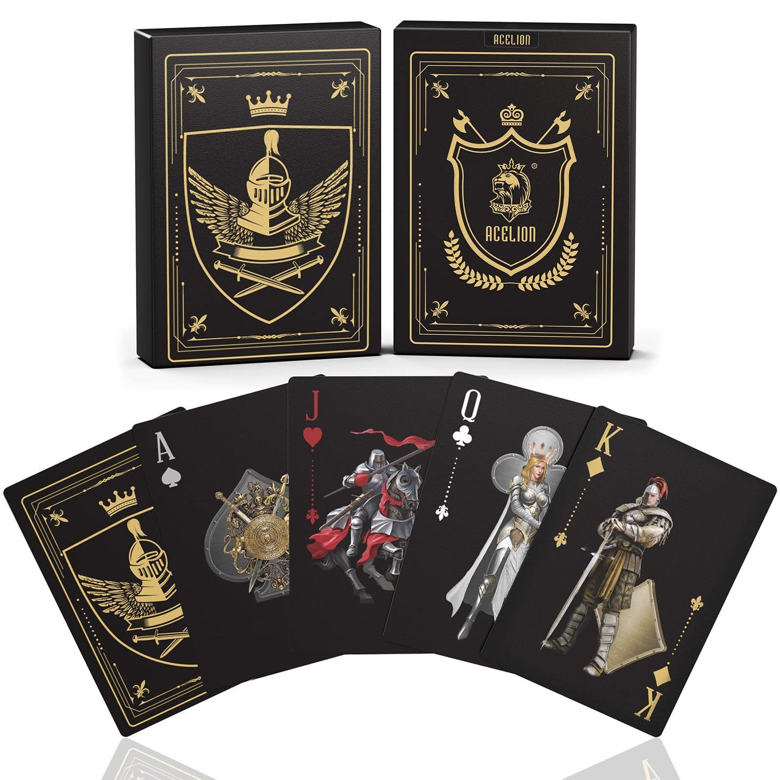 WJPC Poker Game And Party Easy Shuffling Cool Knight Gold 54 Poker Cards Waterproof In Stock Deck Of Card Plastic Playing Cards