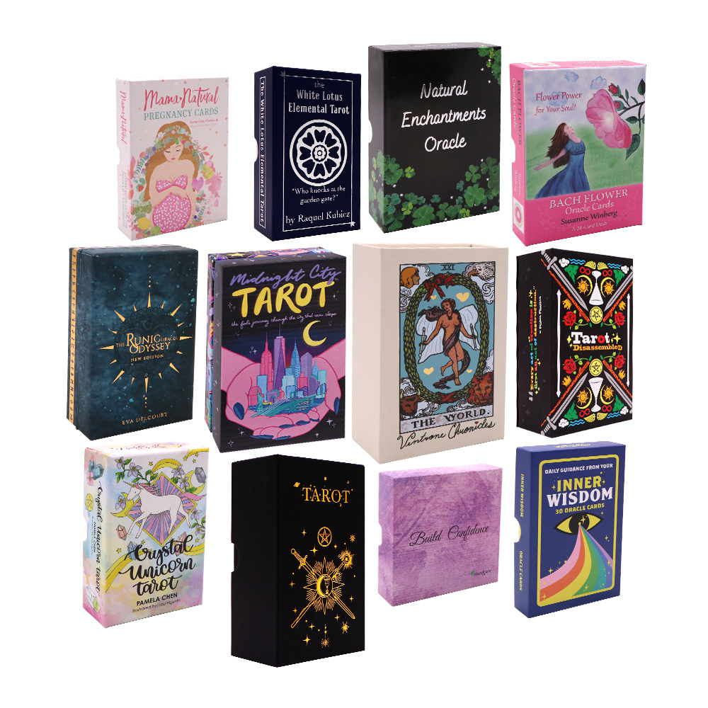 Printing Logo Paper Oracle Playing Wholesale Game Custom Flash Decks Daily Positive Affirmation Guidebook Gold Edge Tarot Cards